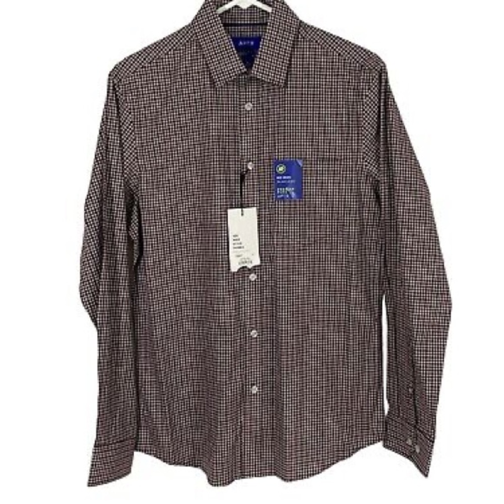 Apt. 9 Mens Red Premier Flex Check Long Sleeve Stretch Button Up Shirt Size XXL
